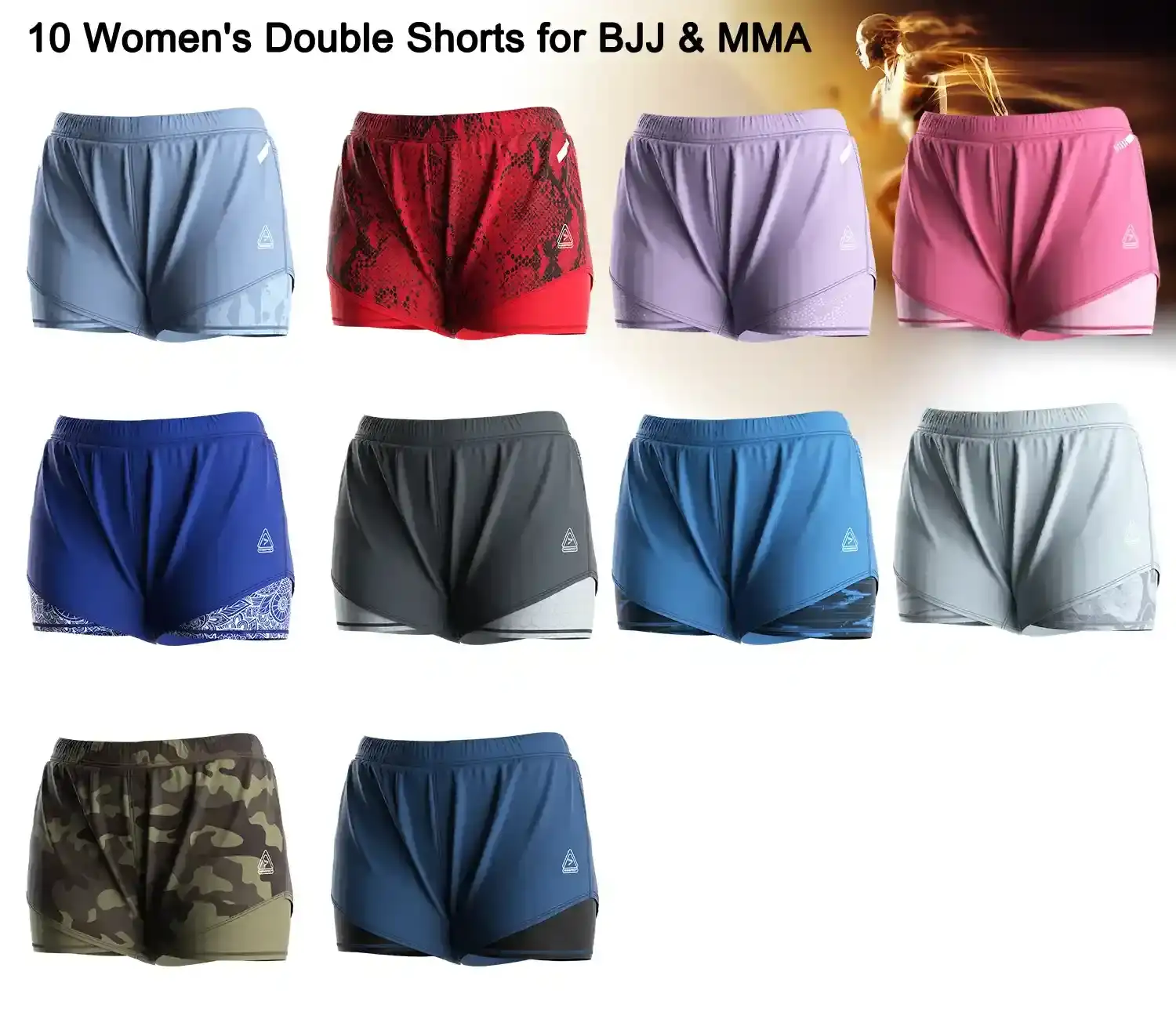 10 women's double shorts for bjj and MMA