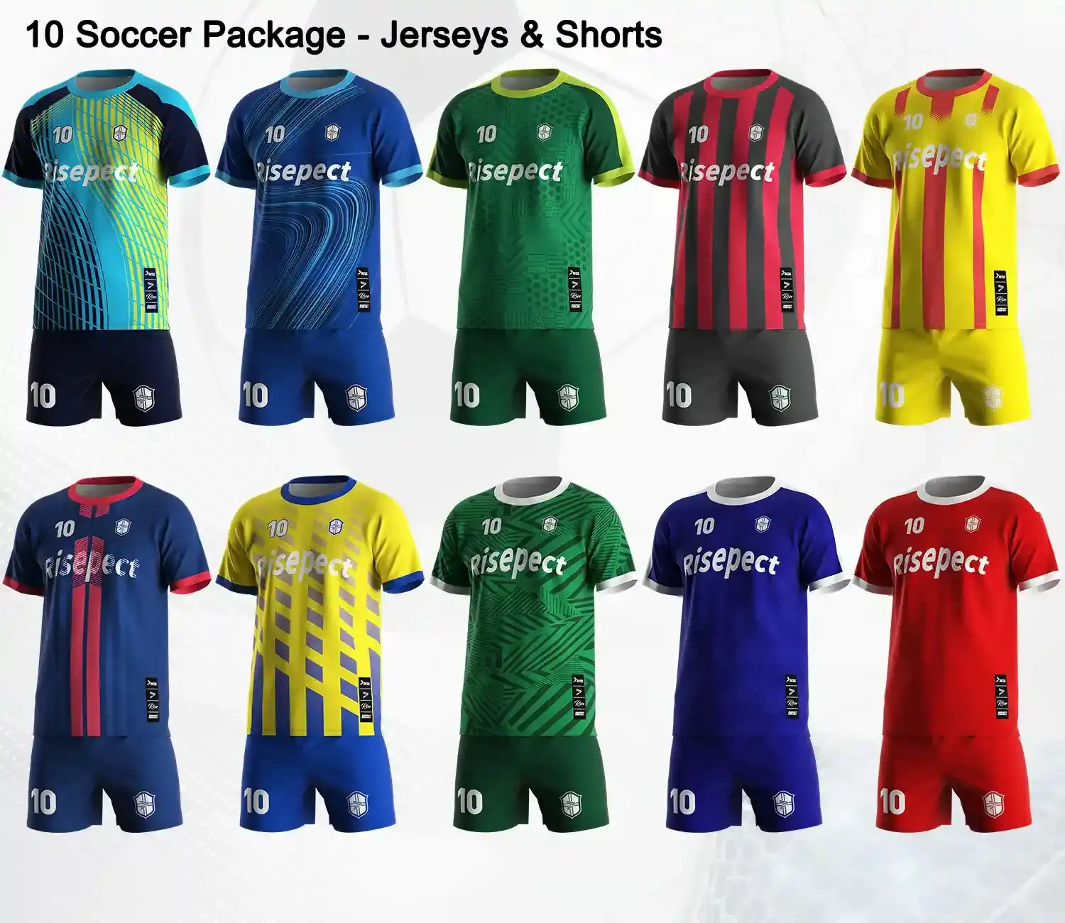 10 soccer team uniforms