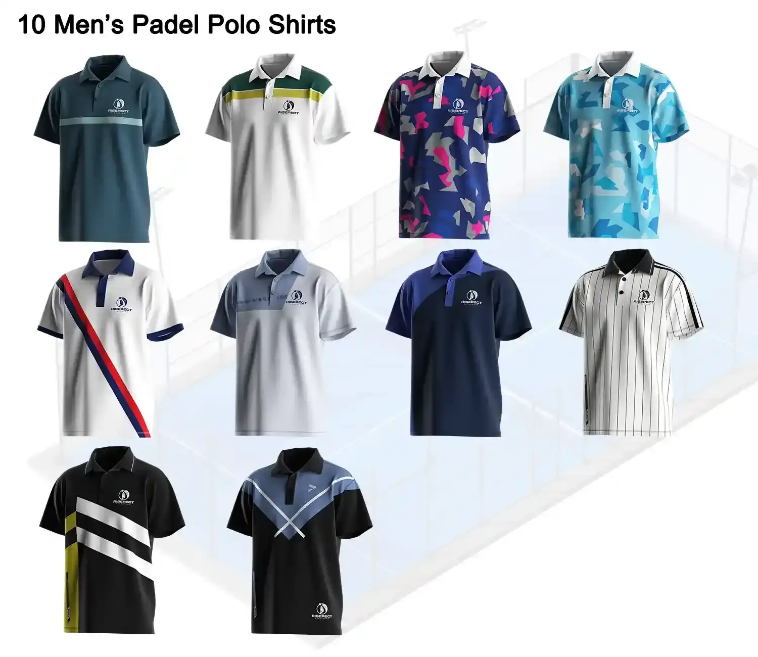 10 styles men's padel polo shirts