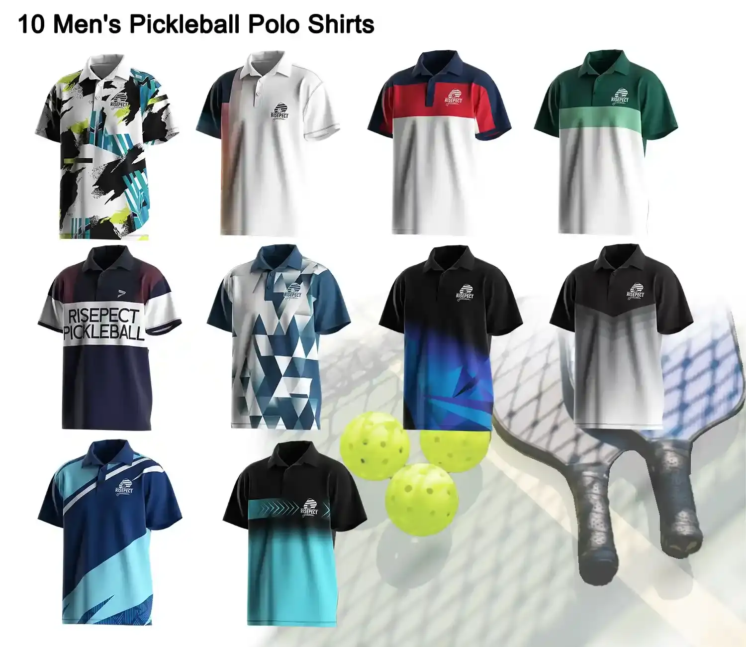 10 styles pickleball polo shirts