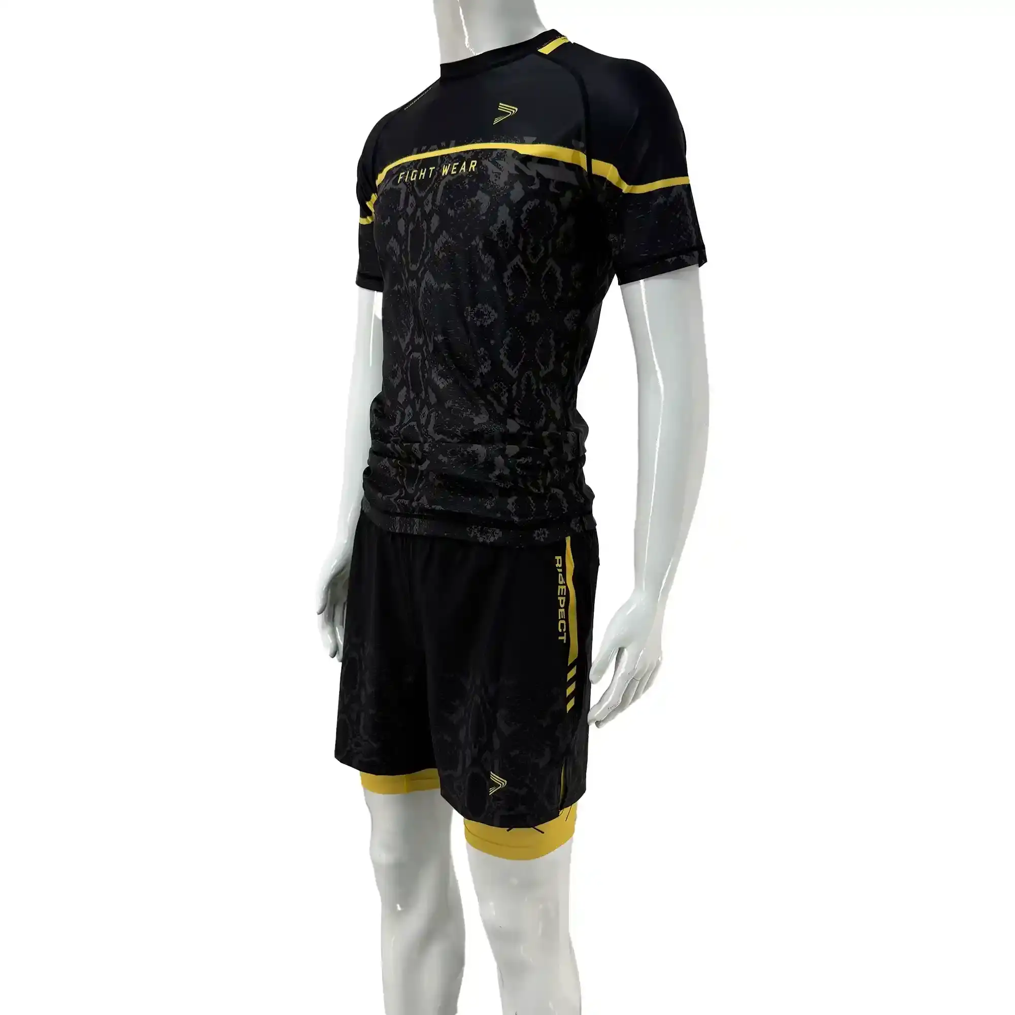 Black Python Sublimated Short Sleeve Rash Guards Side View