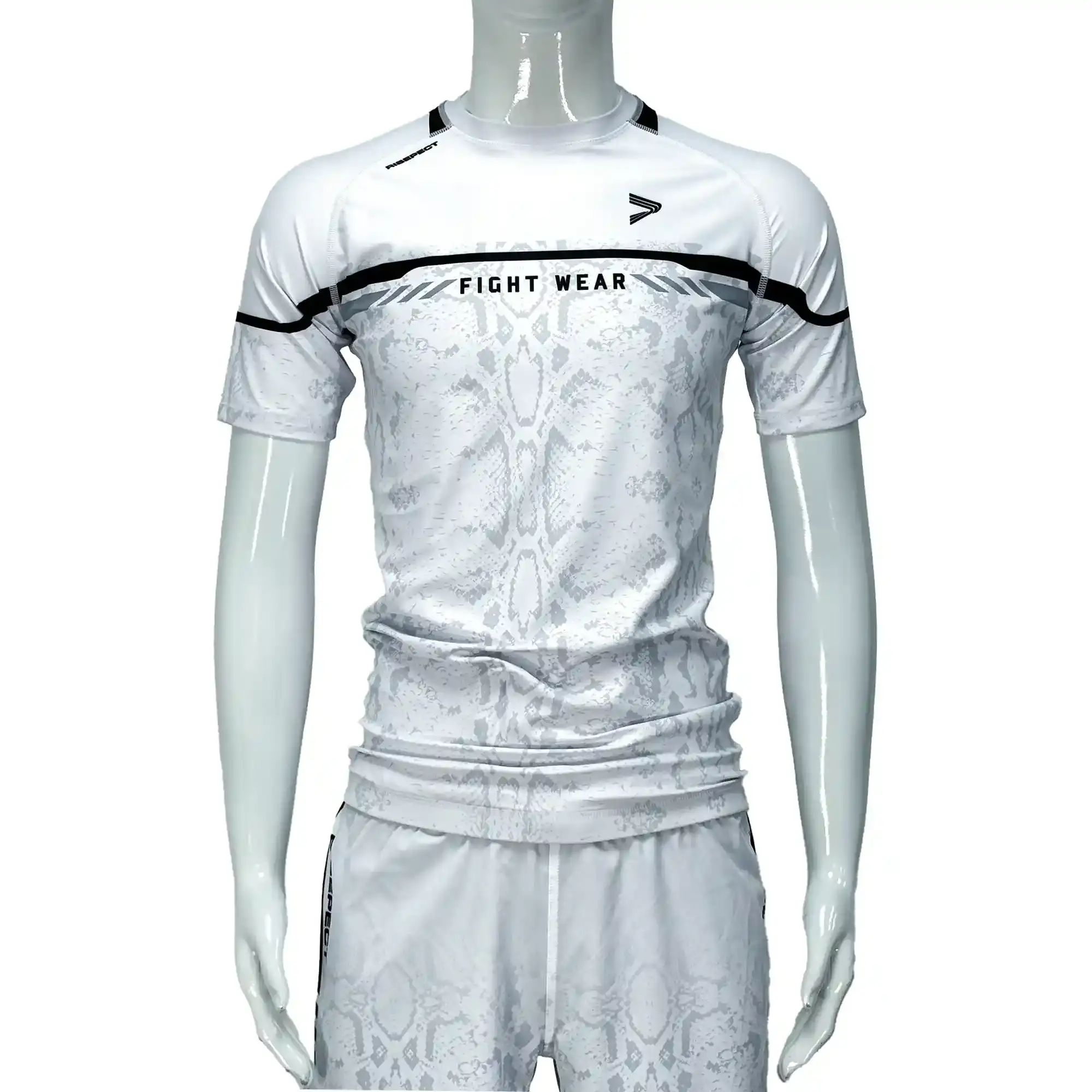 White Python Short Sleeve Sublimated Rash Guards Front View