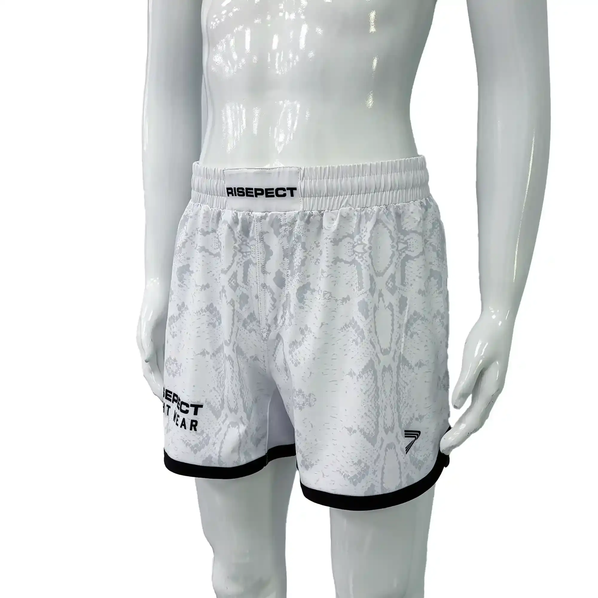 White Python BJJ MMA Single Layer Training Shorts Front View