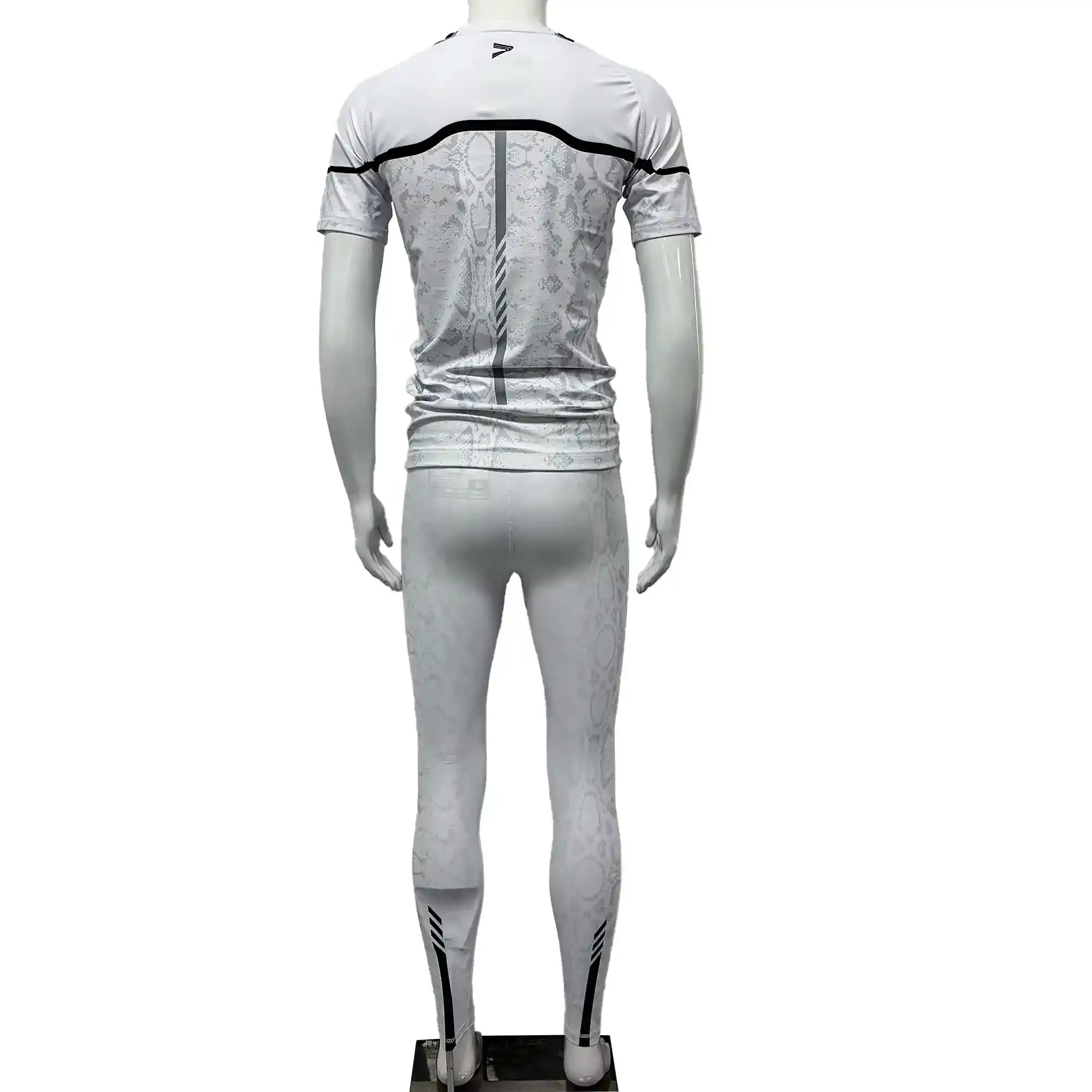White Python BJJ Short Sleeve Rash Guard and Spats Training Legging Set Back View