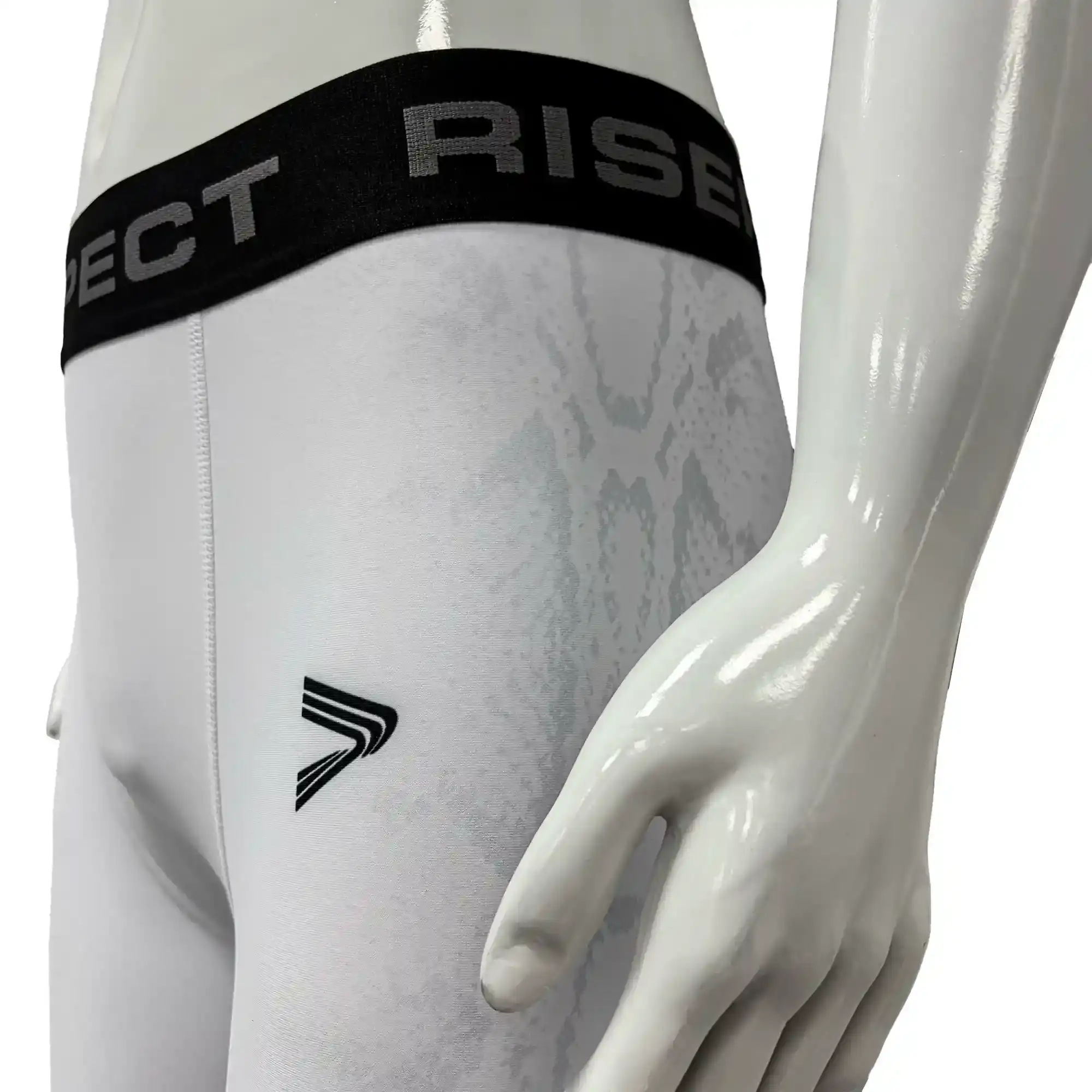 White Python BJJ Spats Training Legging Front Rise Side View