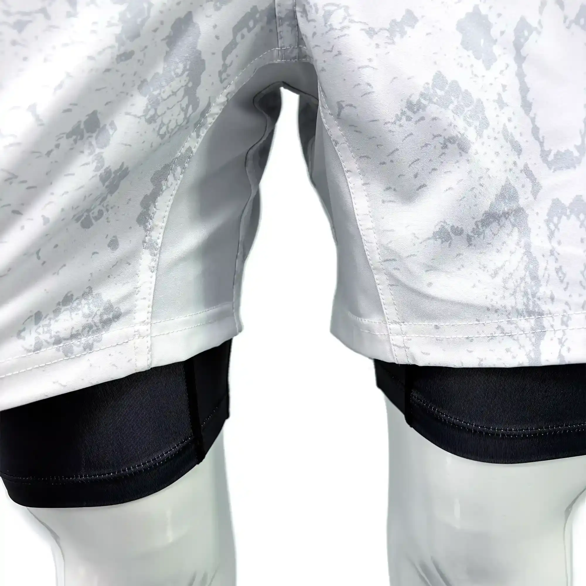 White Python Print 2IN1 Nogi Shorts Widen the Crotch Detail
