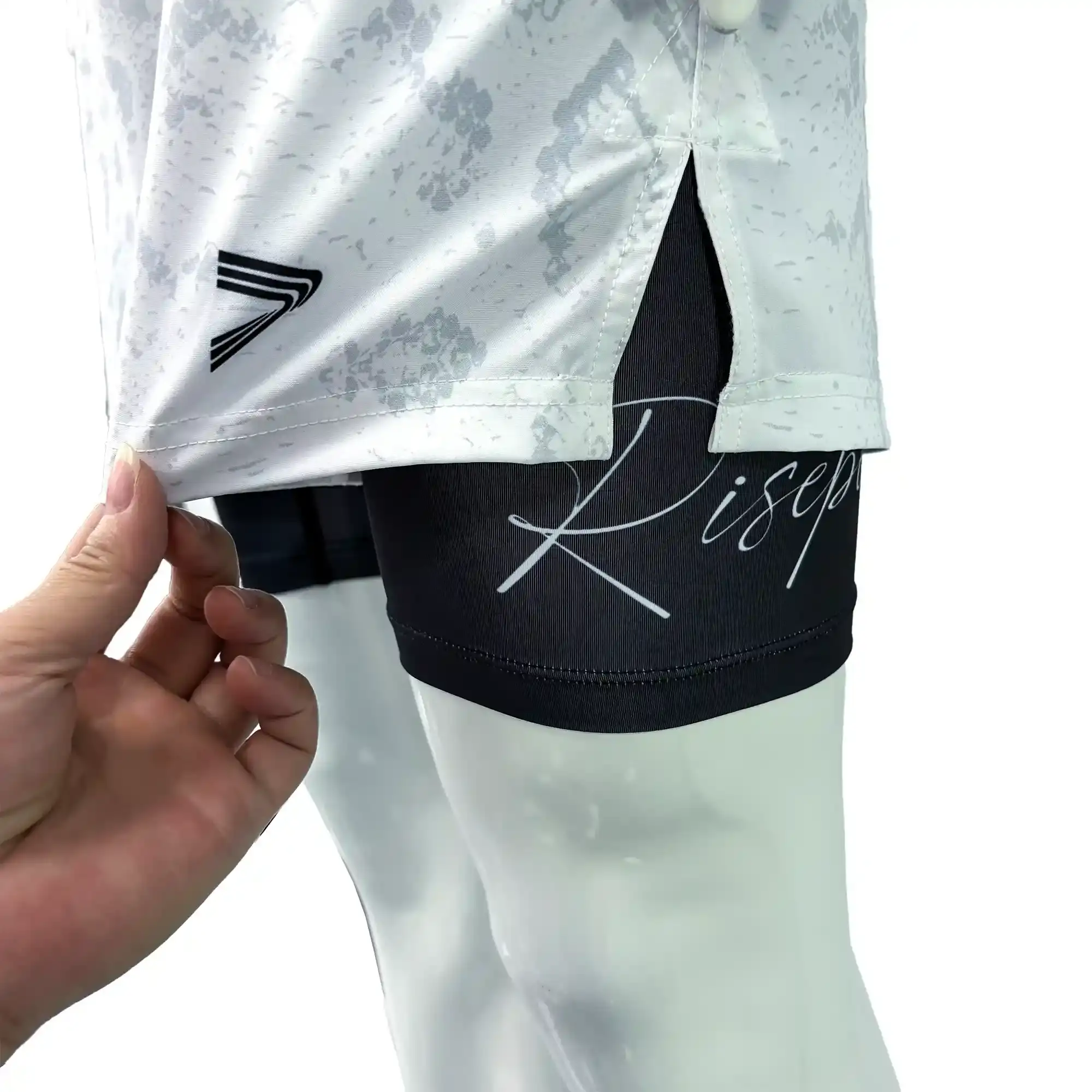 White Python Print 2IN1 Nogi Shorts Left Side Hem Slit