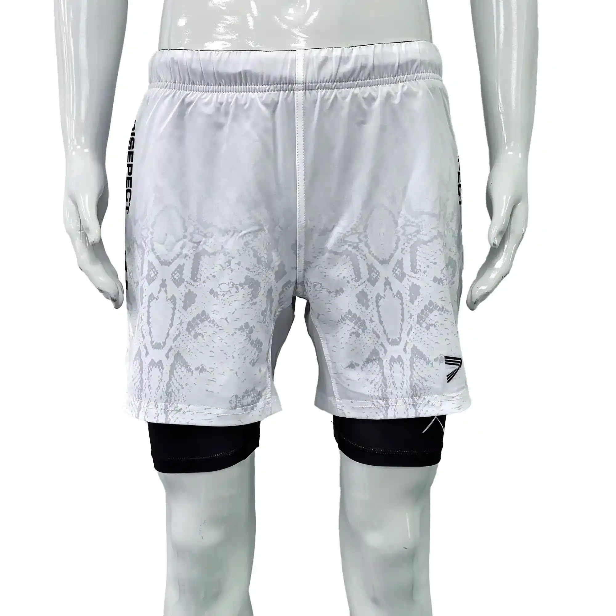 White Python Print 2IN1 Nogi Shorts Front View