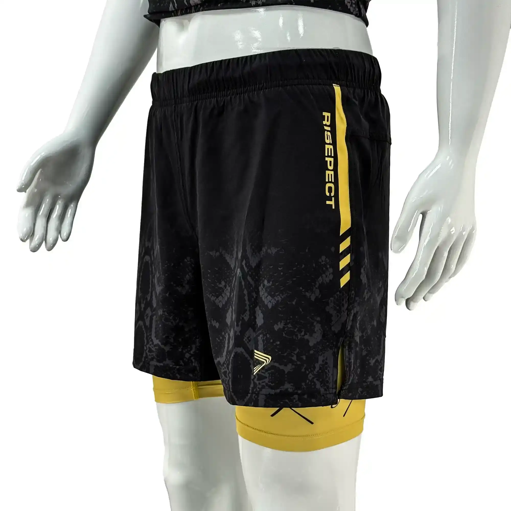 Black Python Print 2IN1 Nogi Shorts Side View