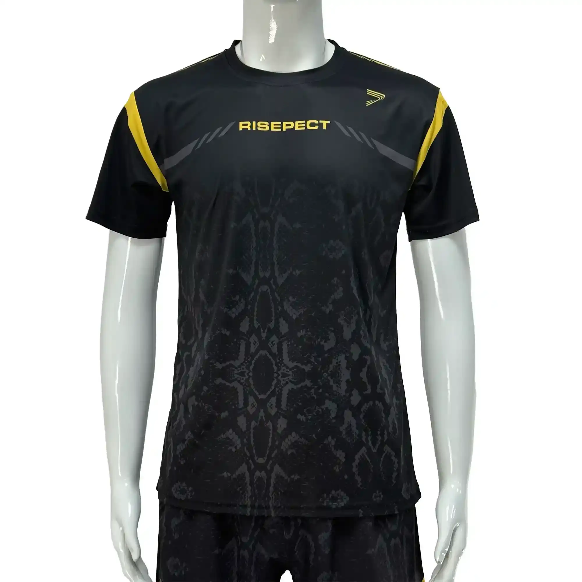 Black Python Short Sleeve Tee Shirt Front View