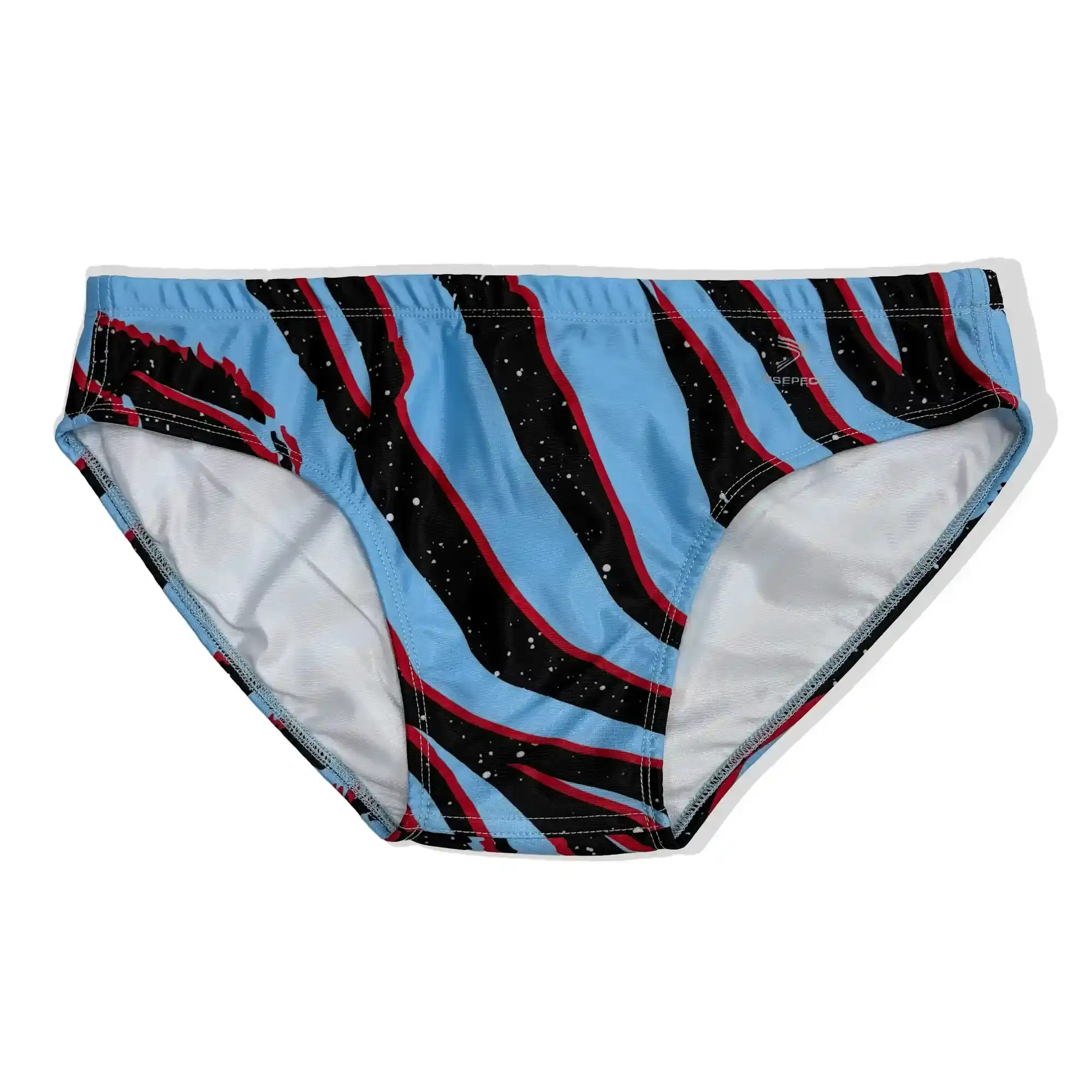 Blue Zebra Swim Briefs Front View