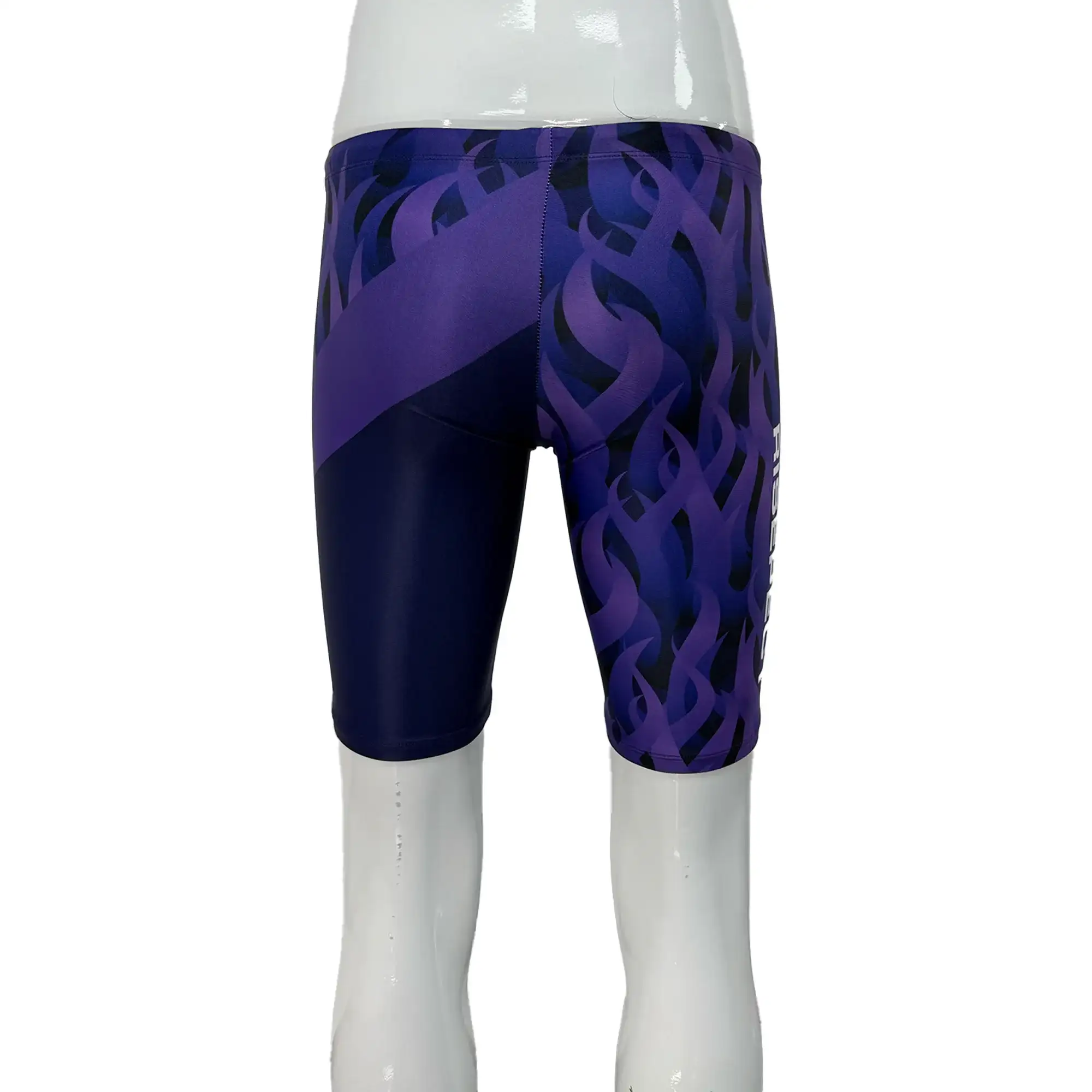 College Purple Swim Jammers Water Grass Back View