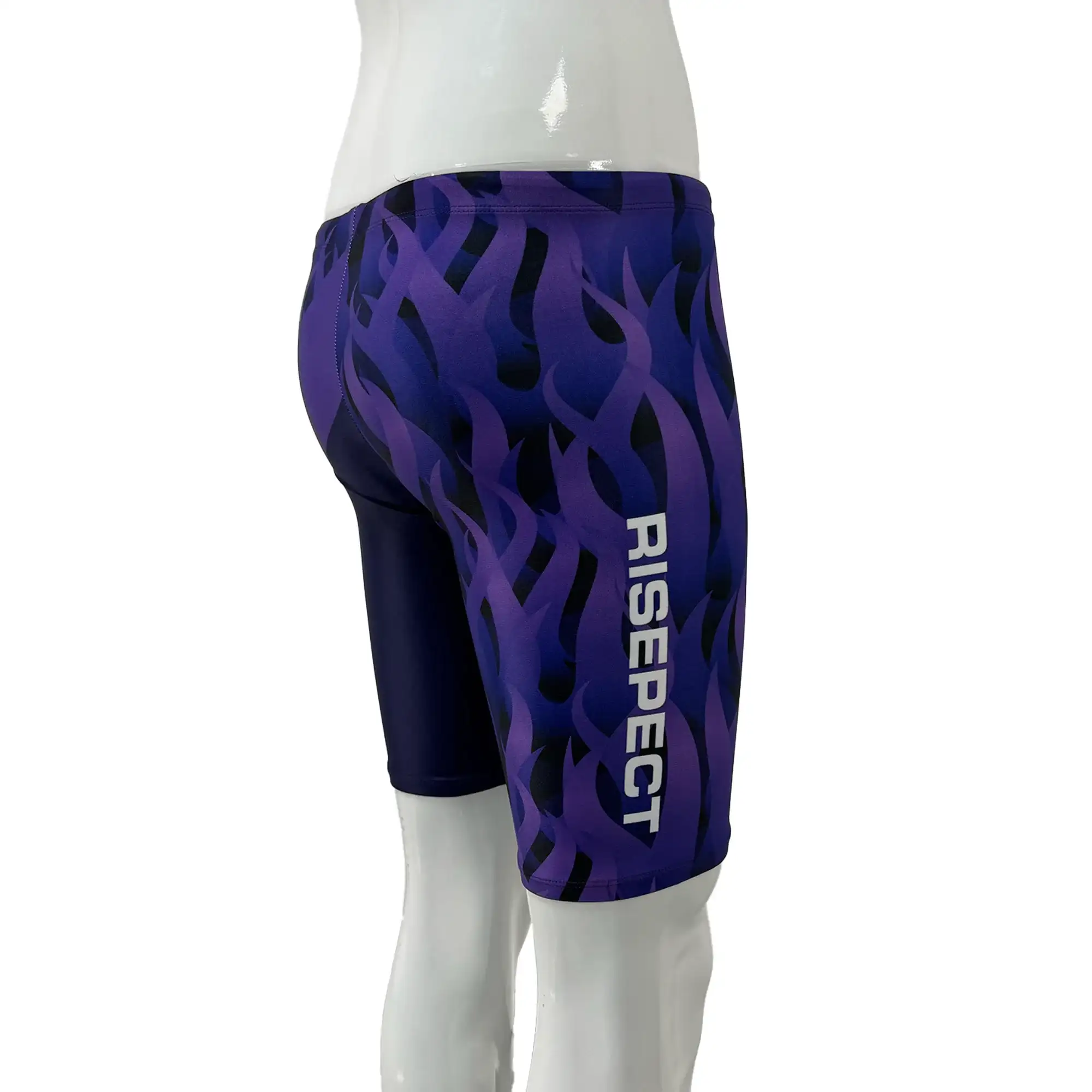 College Purple Swim Jammers Water Grass Back Side View