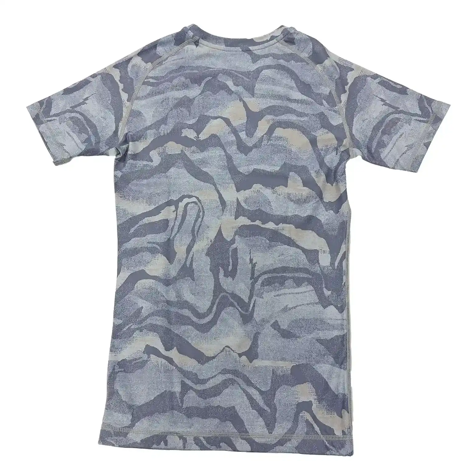 Women's paint flow bjj rash guard short sleeve flat lay back view