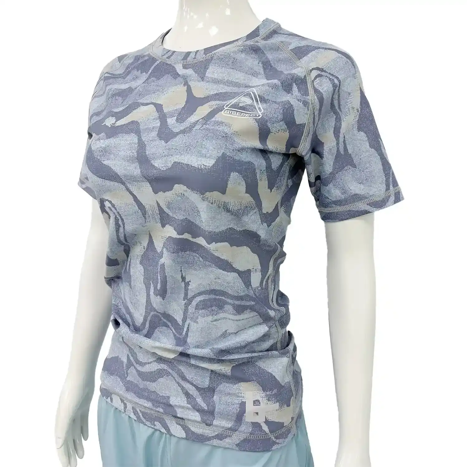 Women's paint flow bjj rash guard short sleeve front side view