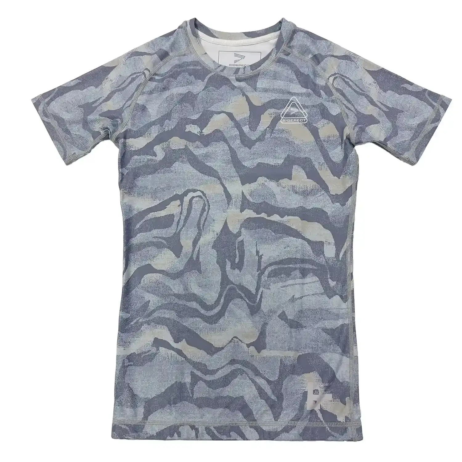 Women's paint flow bjj rash guard short sleeve flat lay front view