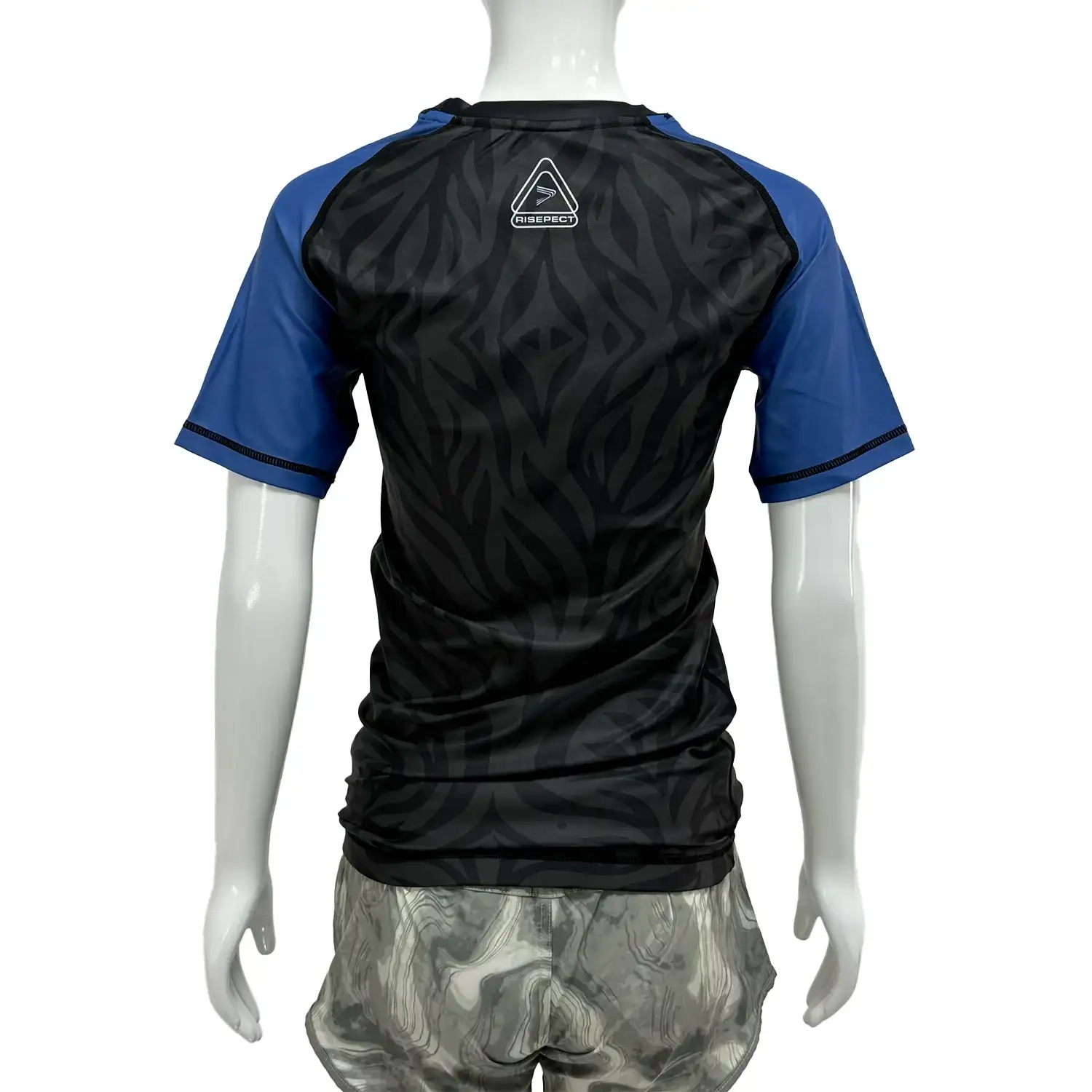 Women's color block bjj rash guard short sleeve back view