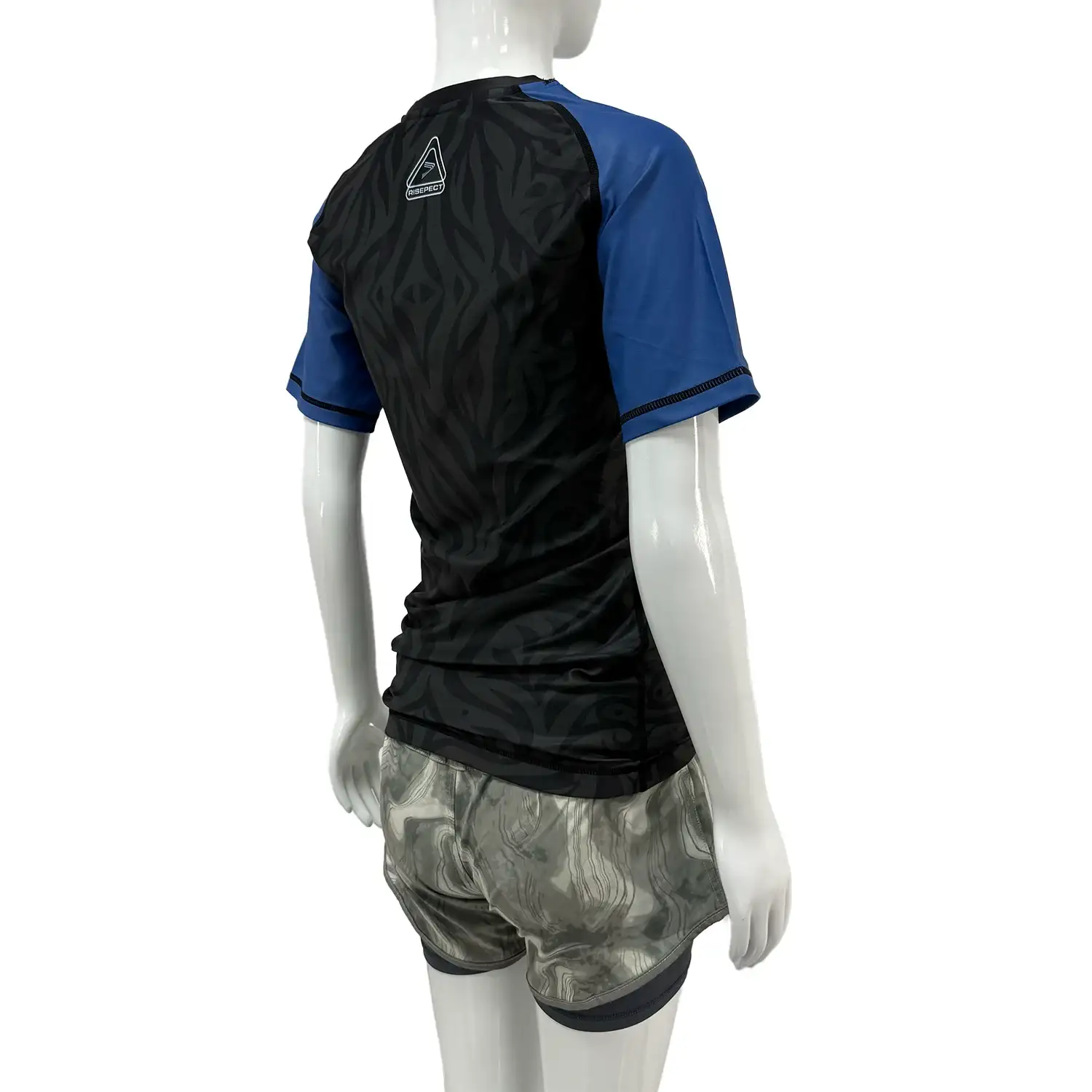 Women's color block bjj rash guard short sleeve back side view