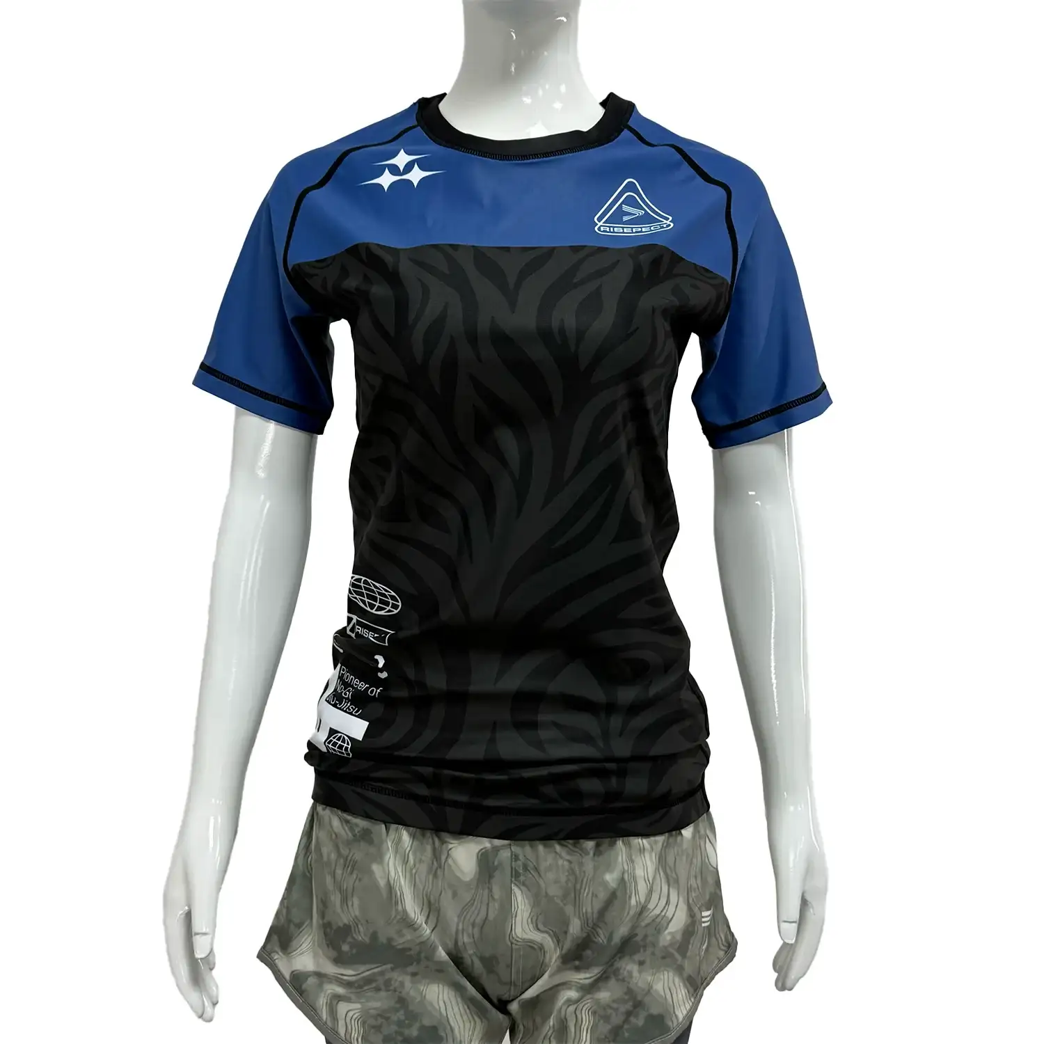 Women's color block bjj rash guard short sleeve front view