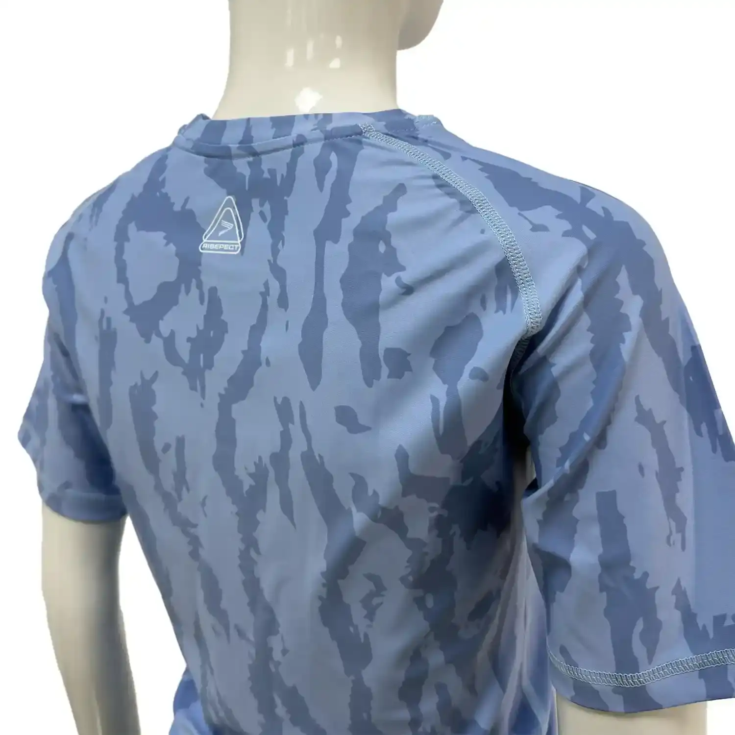 Women's light blue crack bjj rash guard long sleeve back side zoom view