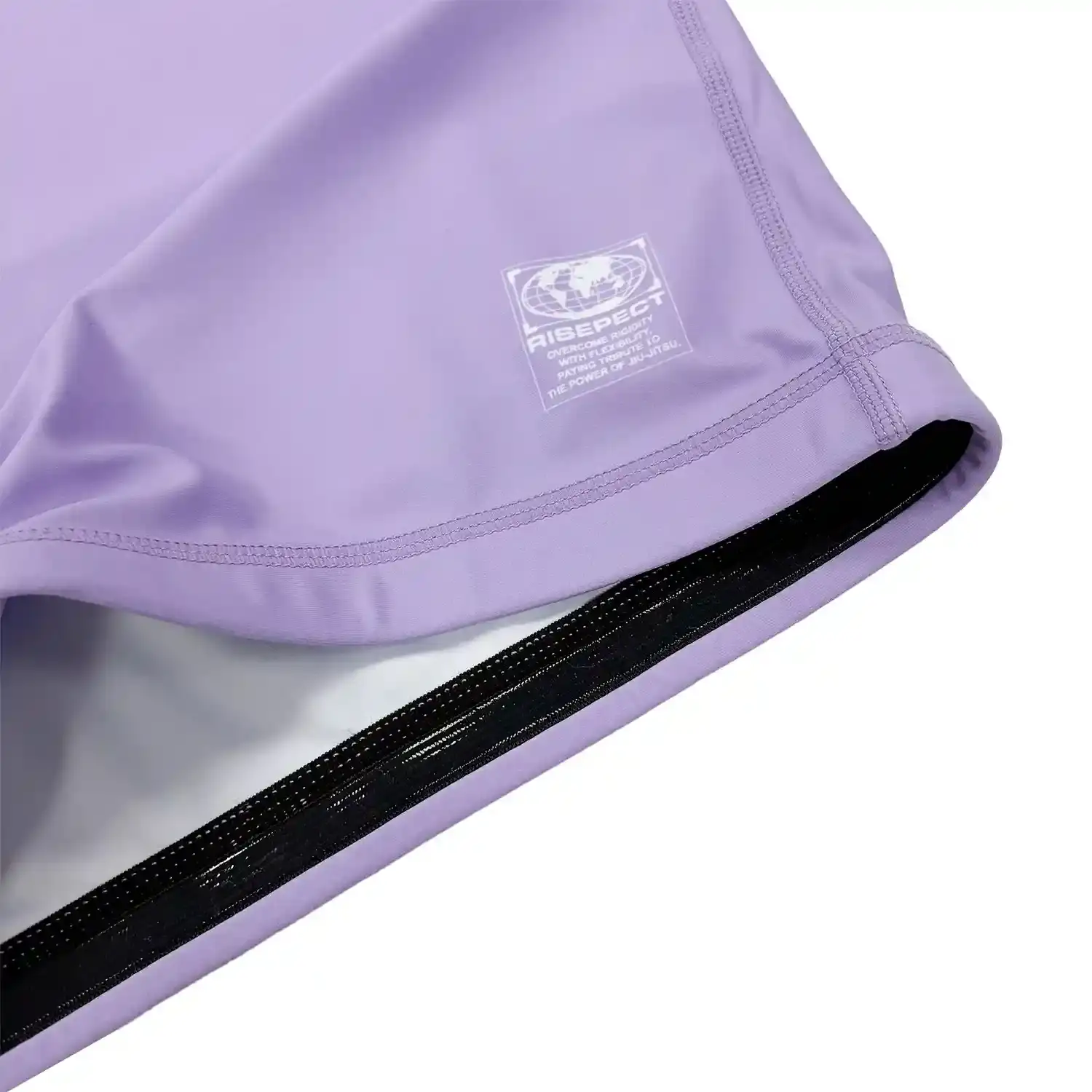 women's solid light purple bjj rash guard short sleeve hem inside silicone strip details