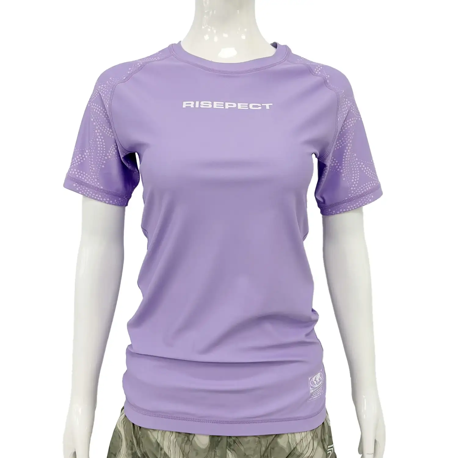 women's solid light purple bjj rash guard short sleeve front view