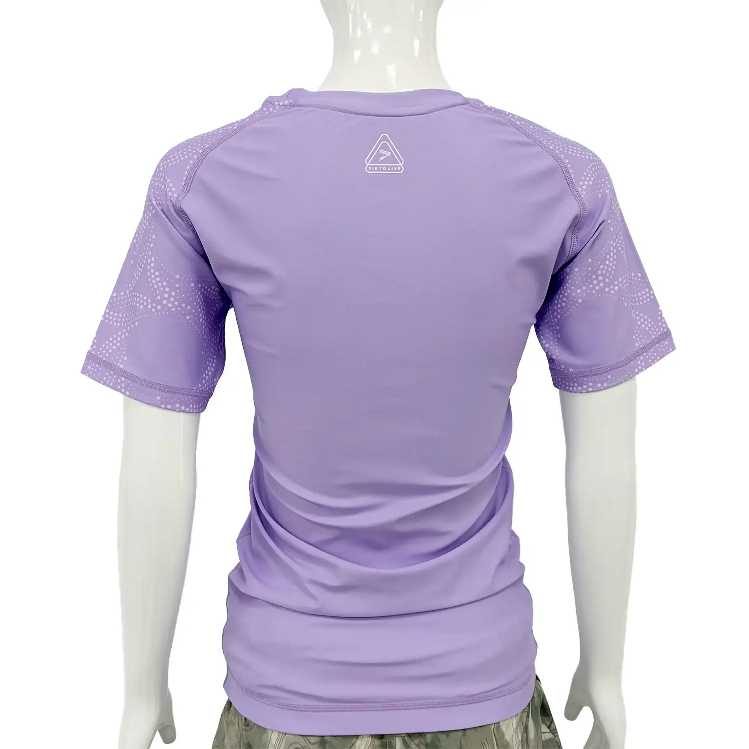 women's solid light purple bjj rash guard short sleeve back view
