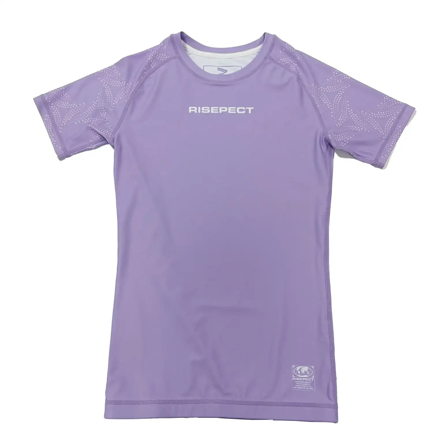 women's solid light purple bjj rash guard short sleeve flat lay front view