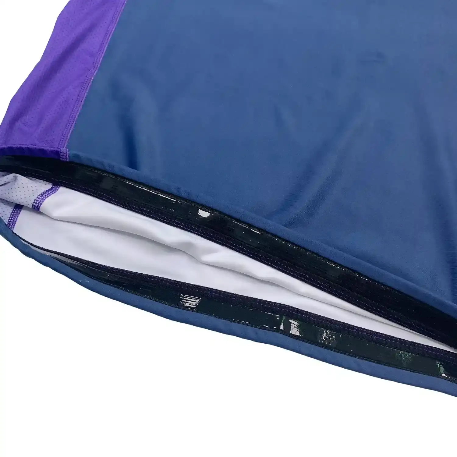 Black short sleeve rash guard mma bjj three-color purple-blue hem inside silicone strip details