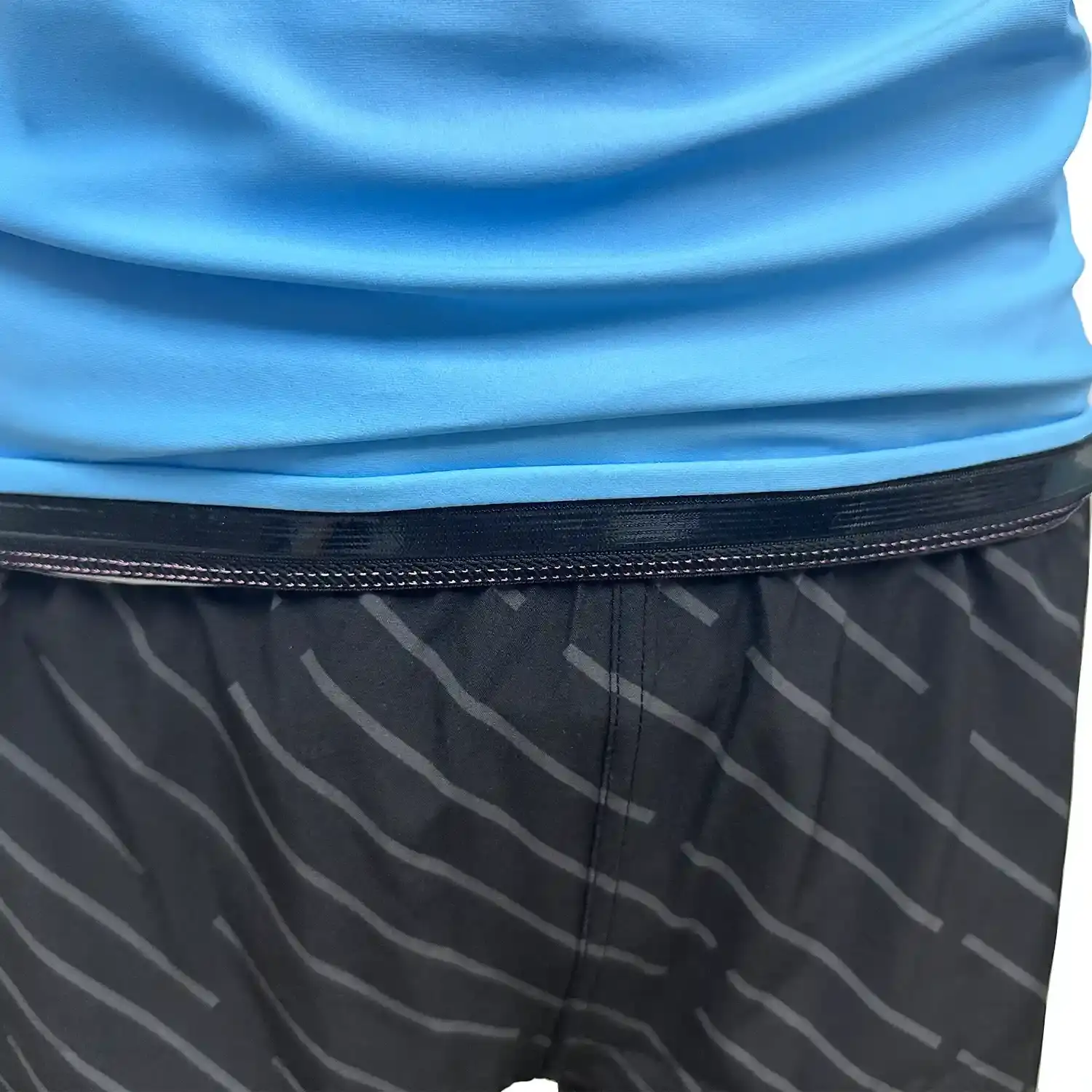 Bjj elk two-color pink blue short sleeve rash guard hem inside silicone strip details