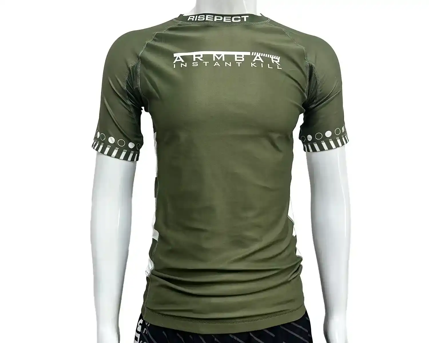 Dark green rash guard jiu-jitsu short sleeve front view