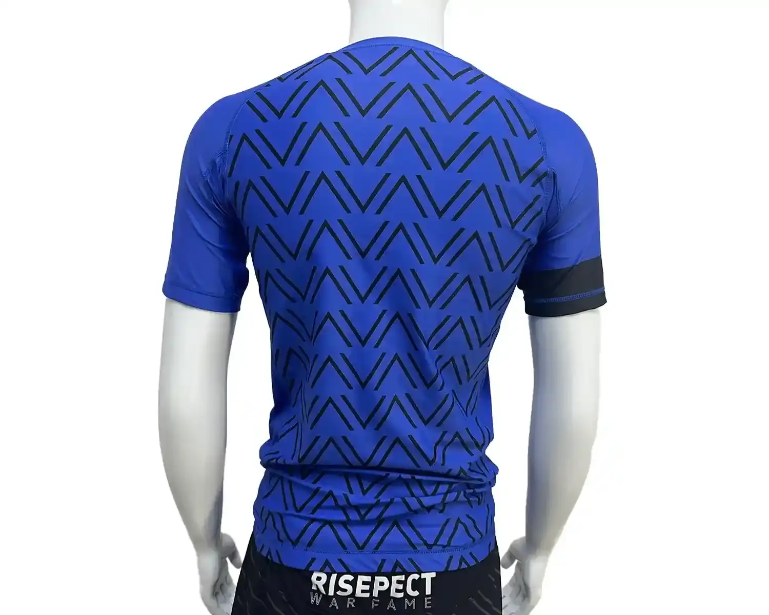Blue rash guards with black wave back view