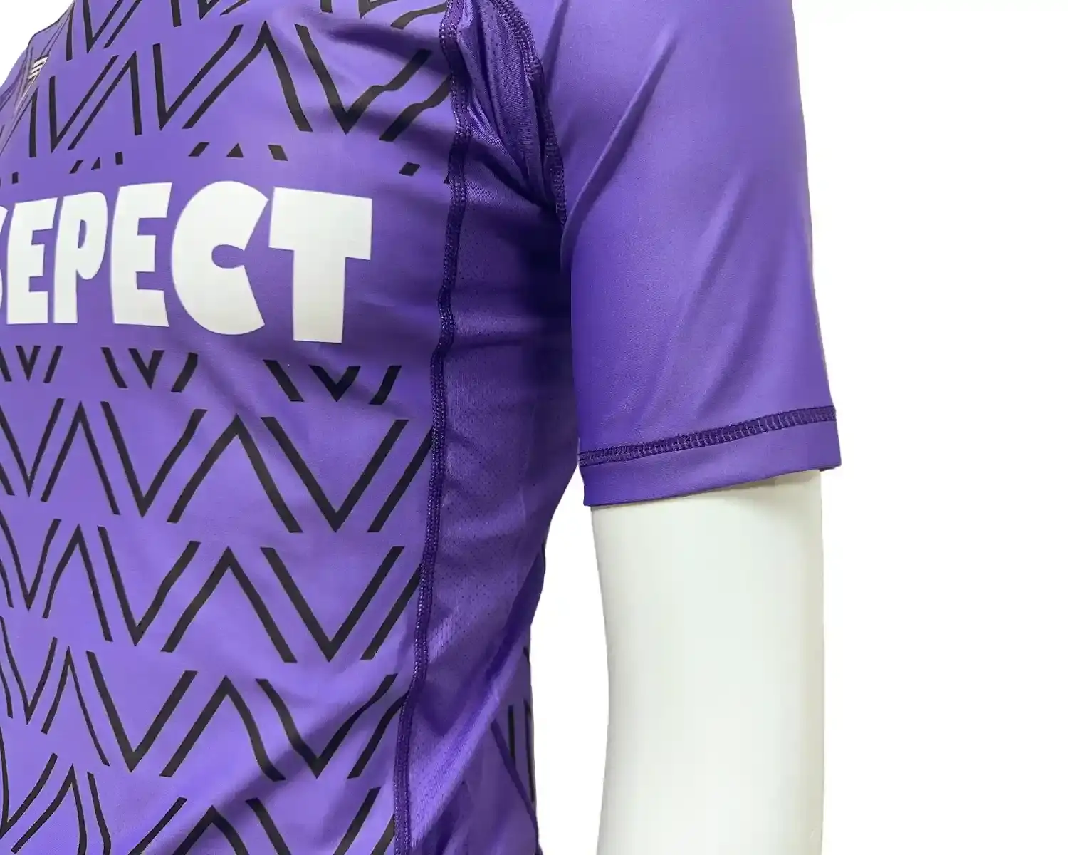 Purple rashguards jiu-jitsu waves rash guard for men front underarm mesh and flatlock seam details