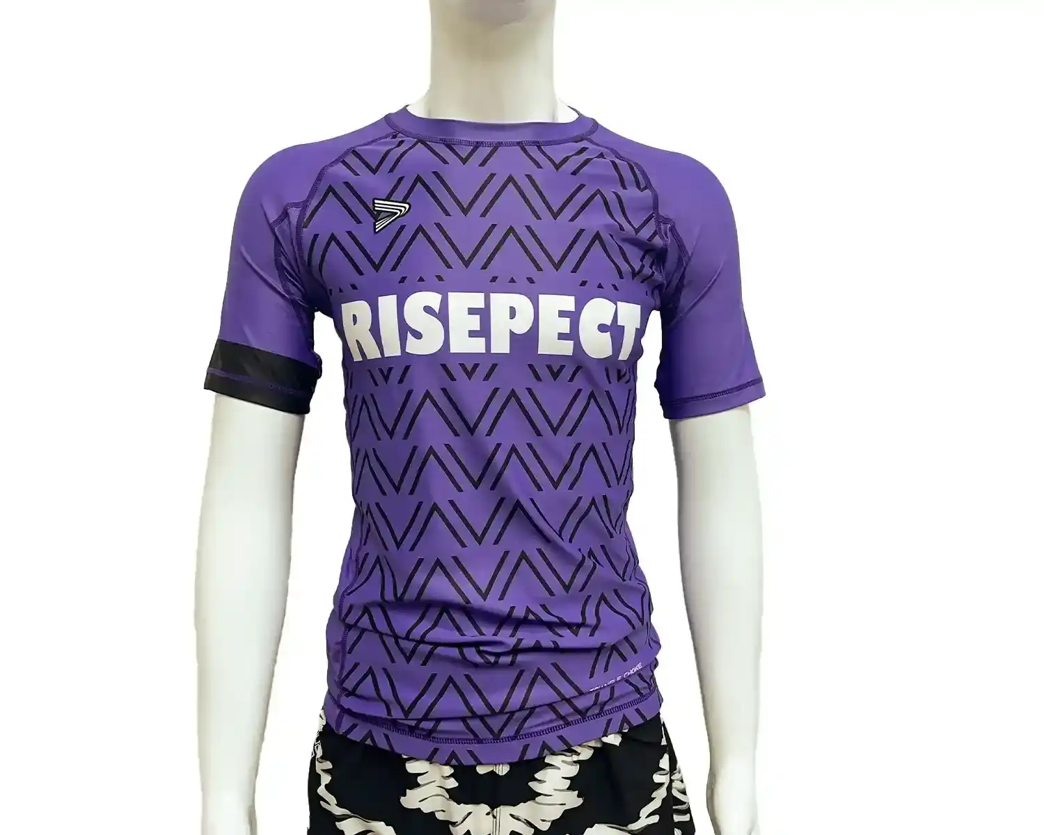 Purple rashguards jiu-jitsu waves rash guard for men front view