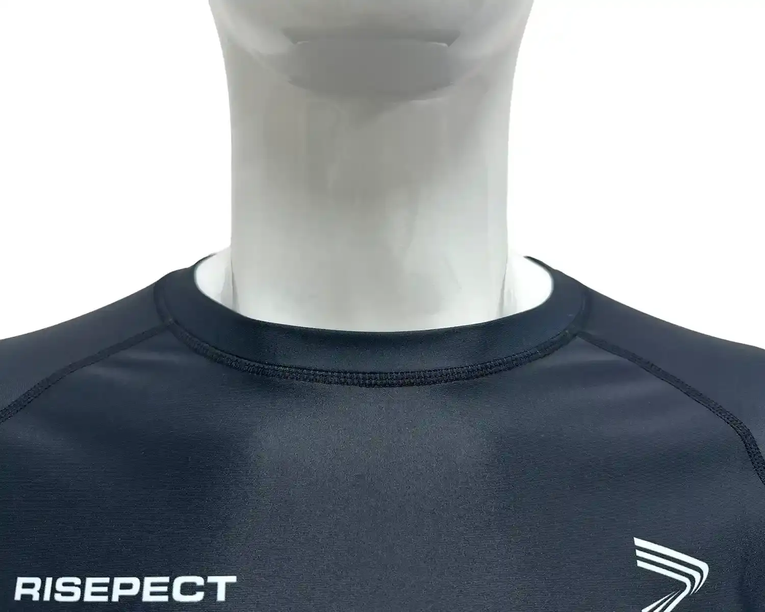 Blue-gradient stripes BJJ rash guard for men front external O neck details