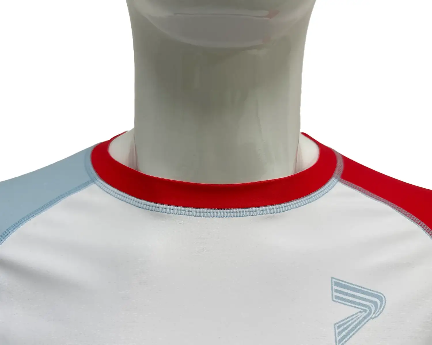 Red sleeve jiujitsu rash guard front O neck external details