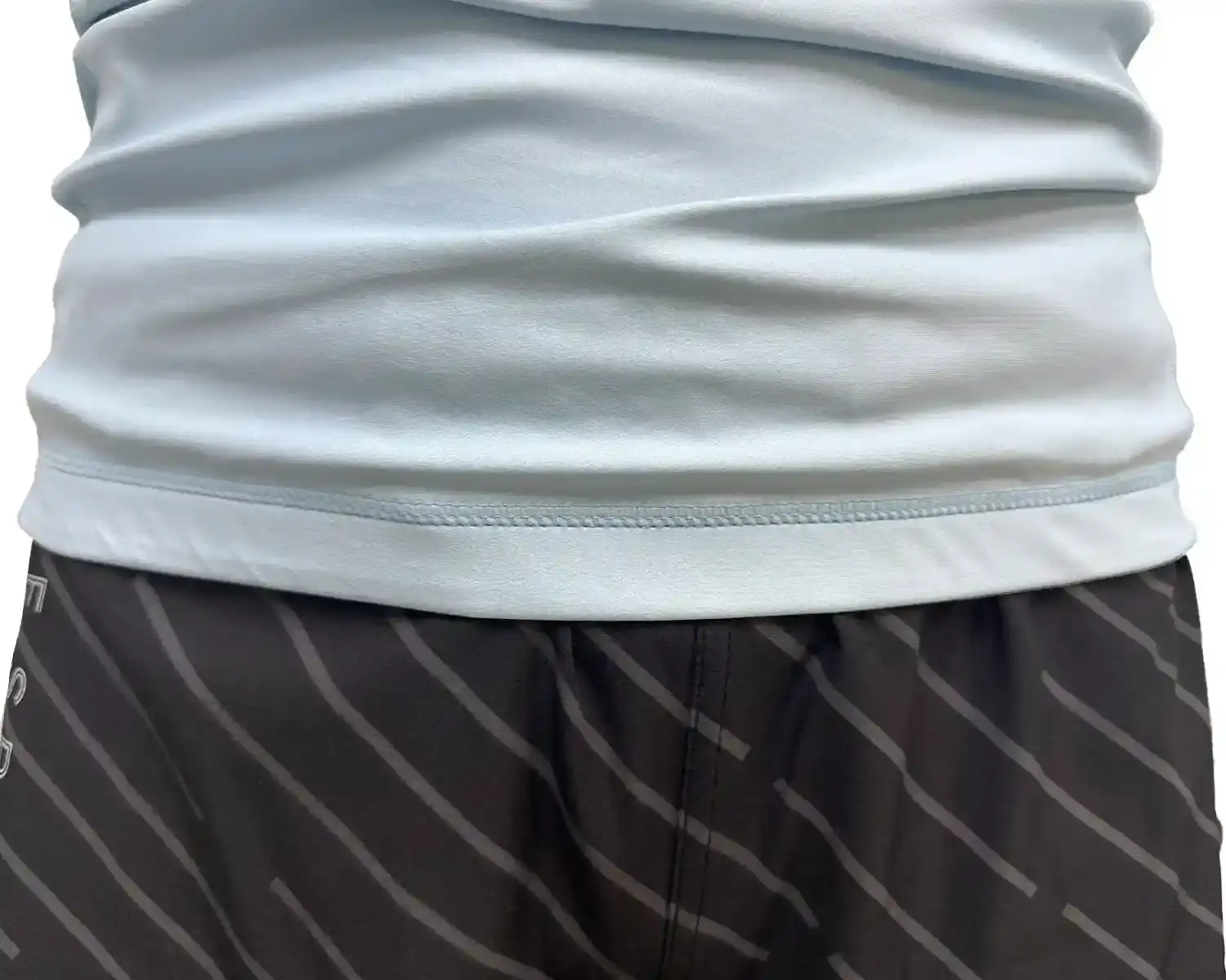 Red sleeve jiujitsu rash guard hem external details