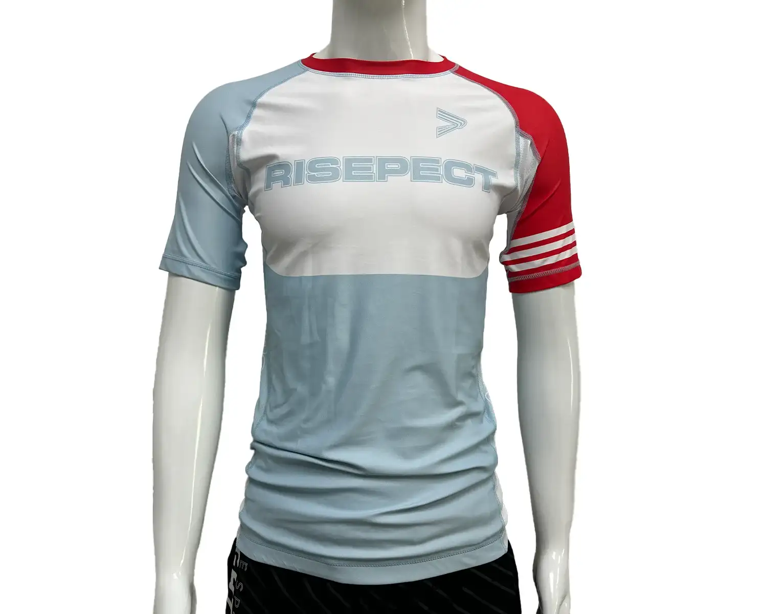 Red sleeve jiujitsu rash guard front view