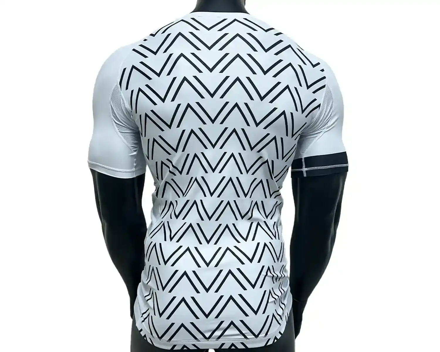 White MMA BJJ rashguard black wave back view