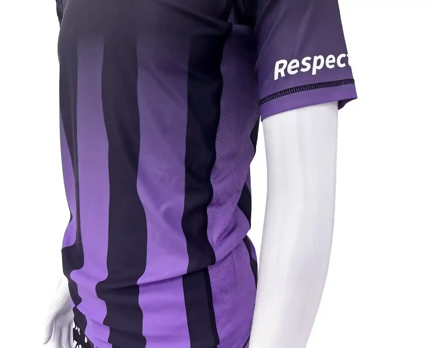 Purple-gradient stripes rash guard BJJ front side mesh details