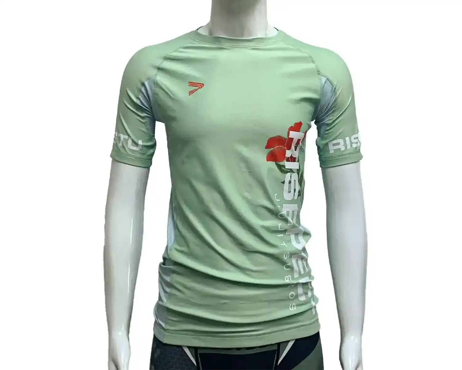 Rose bjj rash guard green front view