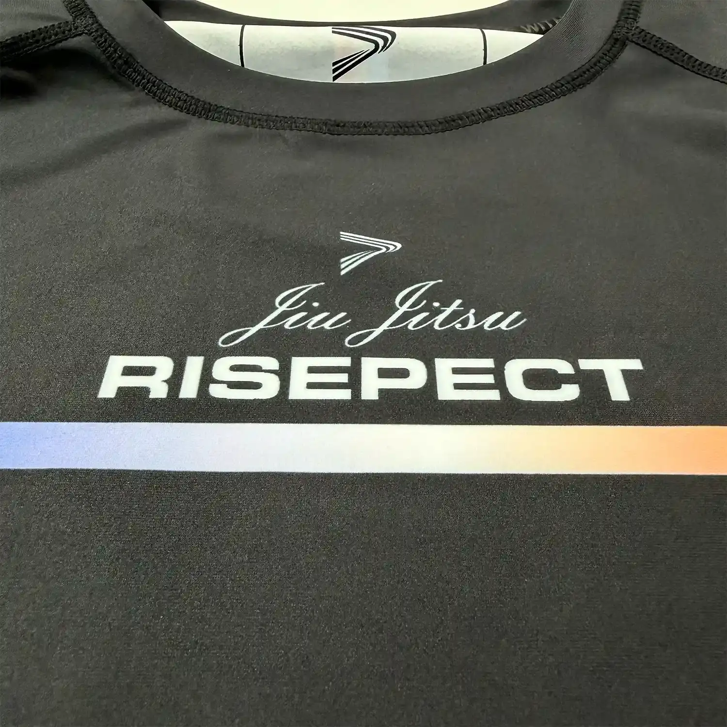 The chest logo of Custom black short sleeve rash guard France jiujitsu