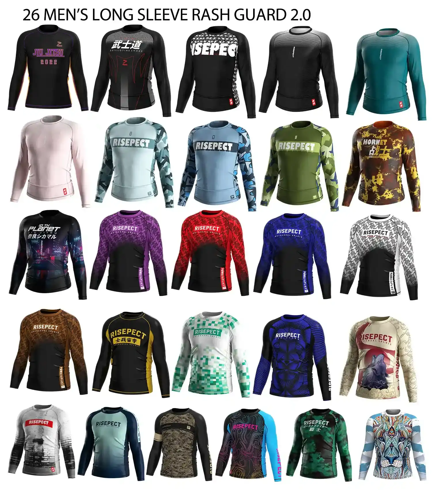 26 men's long sleeve rash guards 2.0