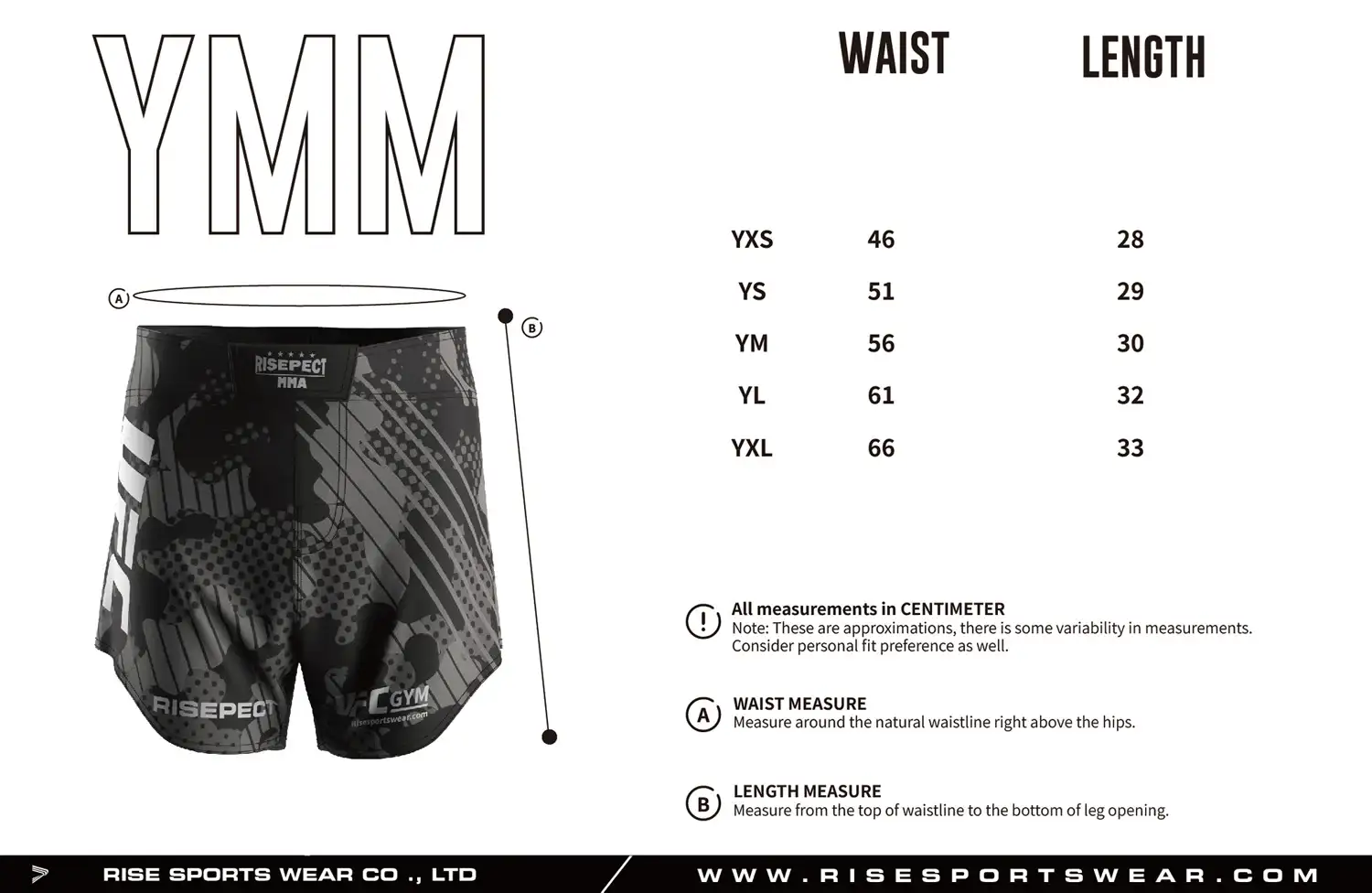 Youth velcro BJJ MMA shorts with curved hem adult sizes chart Use men's velcro BJJ MMA shorts with curved hem youth sizes chart provided by Rise Sportswear, or custom your own brand, club, or team youth sizes chart for men's velcro BJJ MMA shorts with curved hem.