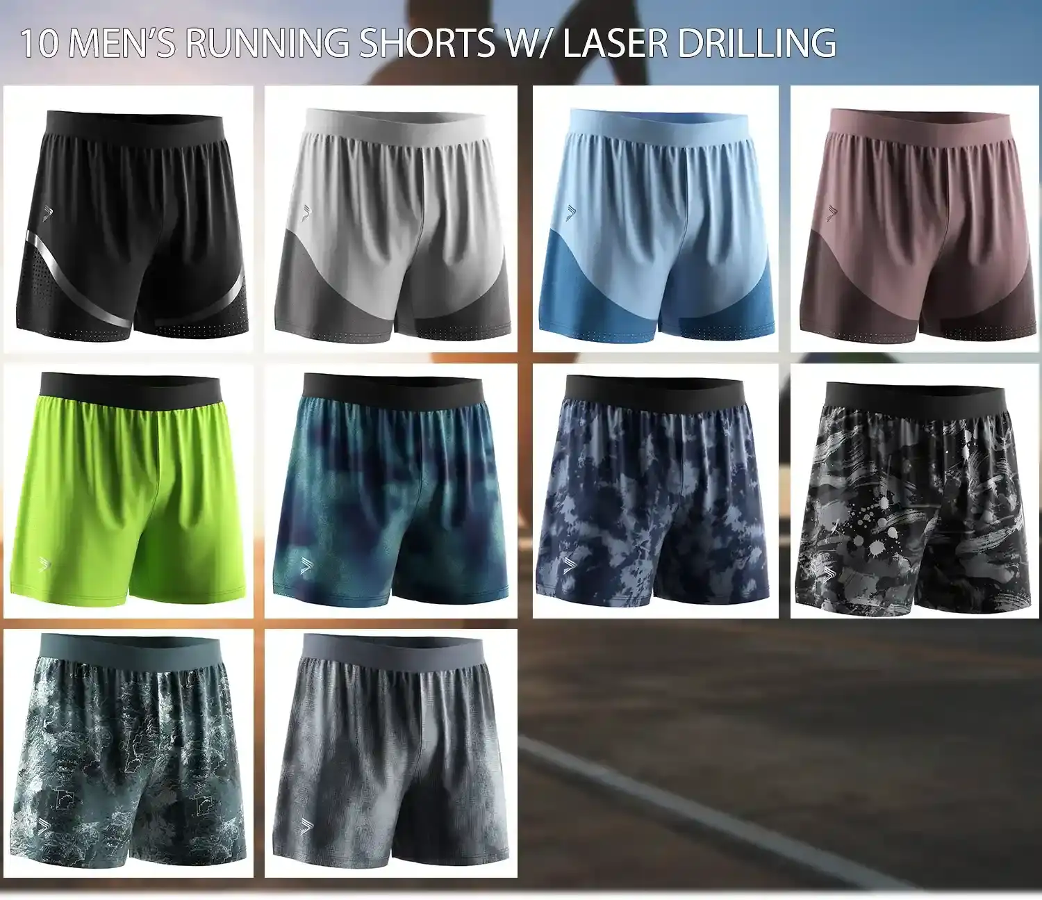10 men's running shorts with laser cutting holes