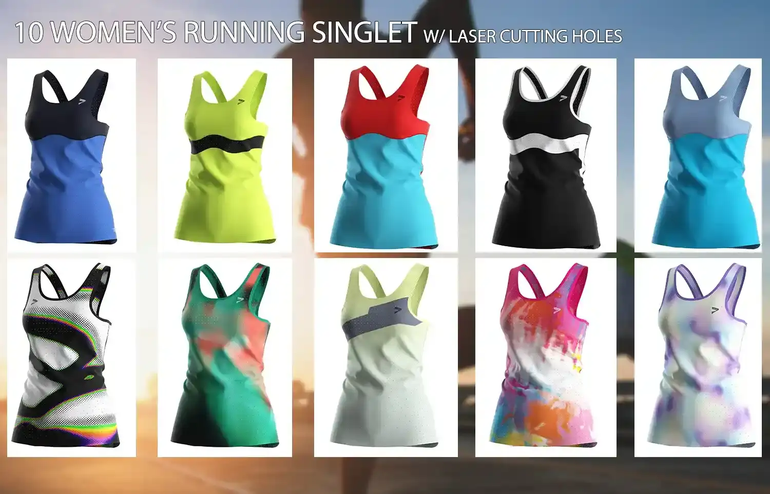 10 women's running singlet with laser cutting holes