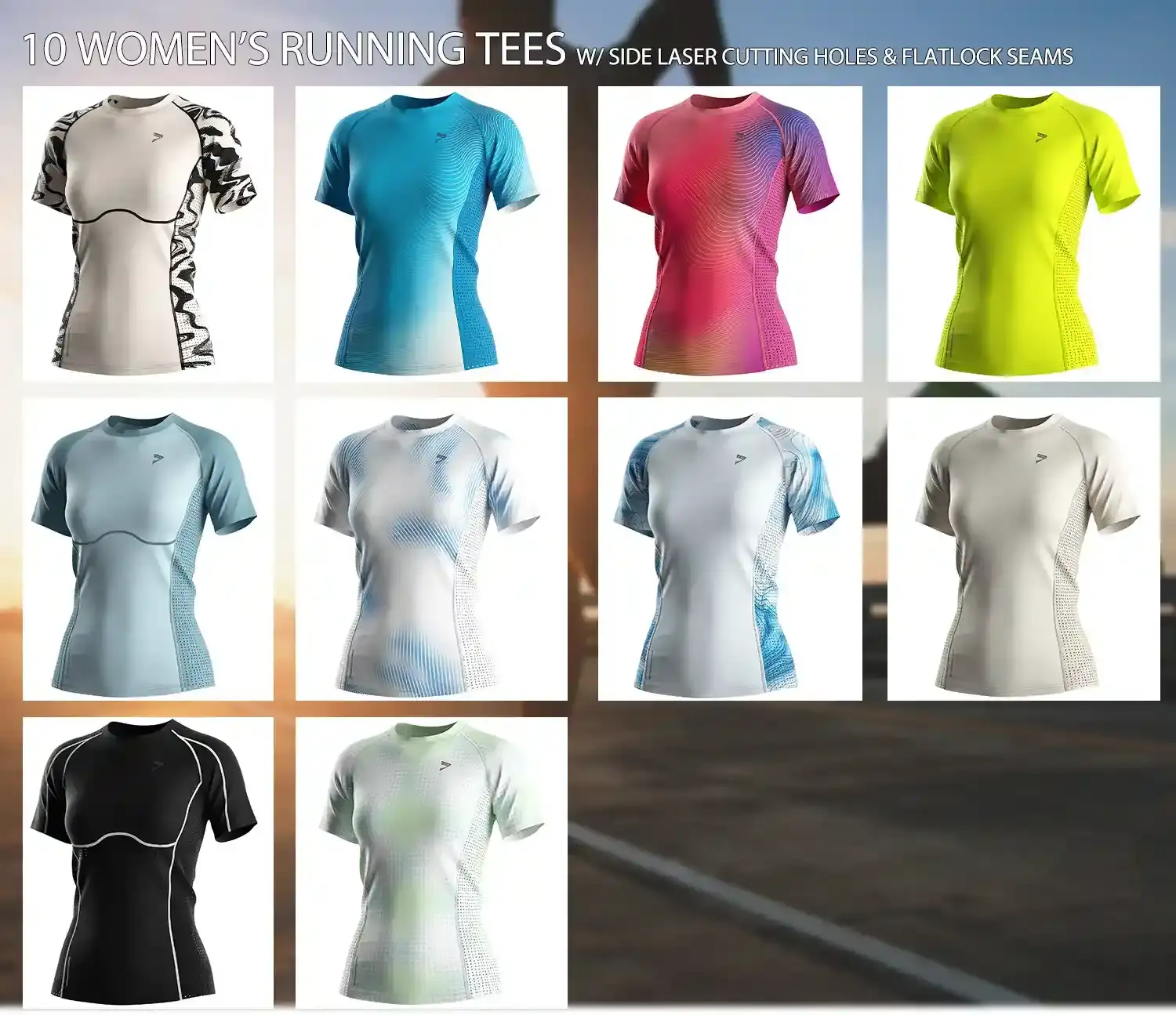 10 women's laser cutting holes running tees