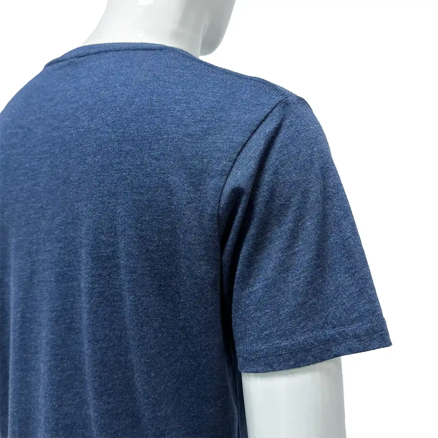 The right back sleeve and collar of navy combat culture tee
