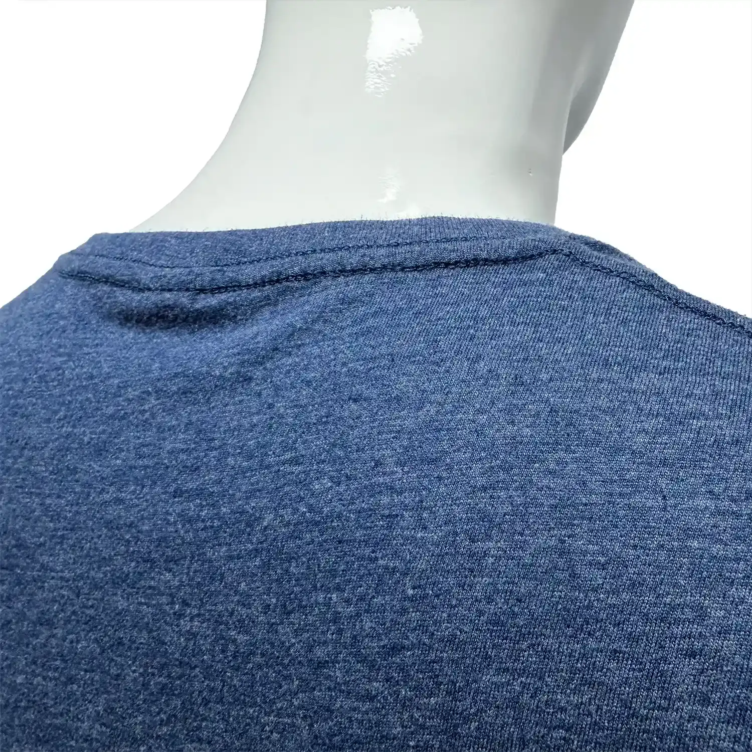 The close up back neck details of navy combat culture tee