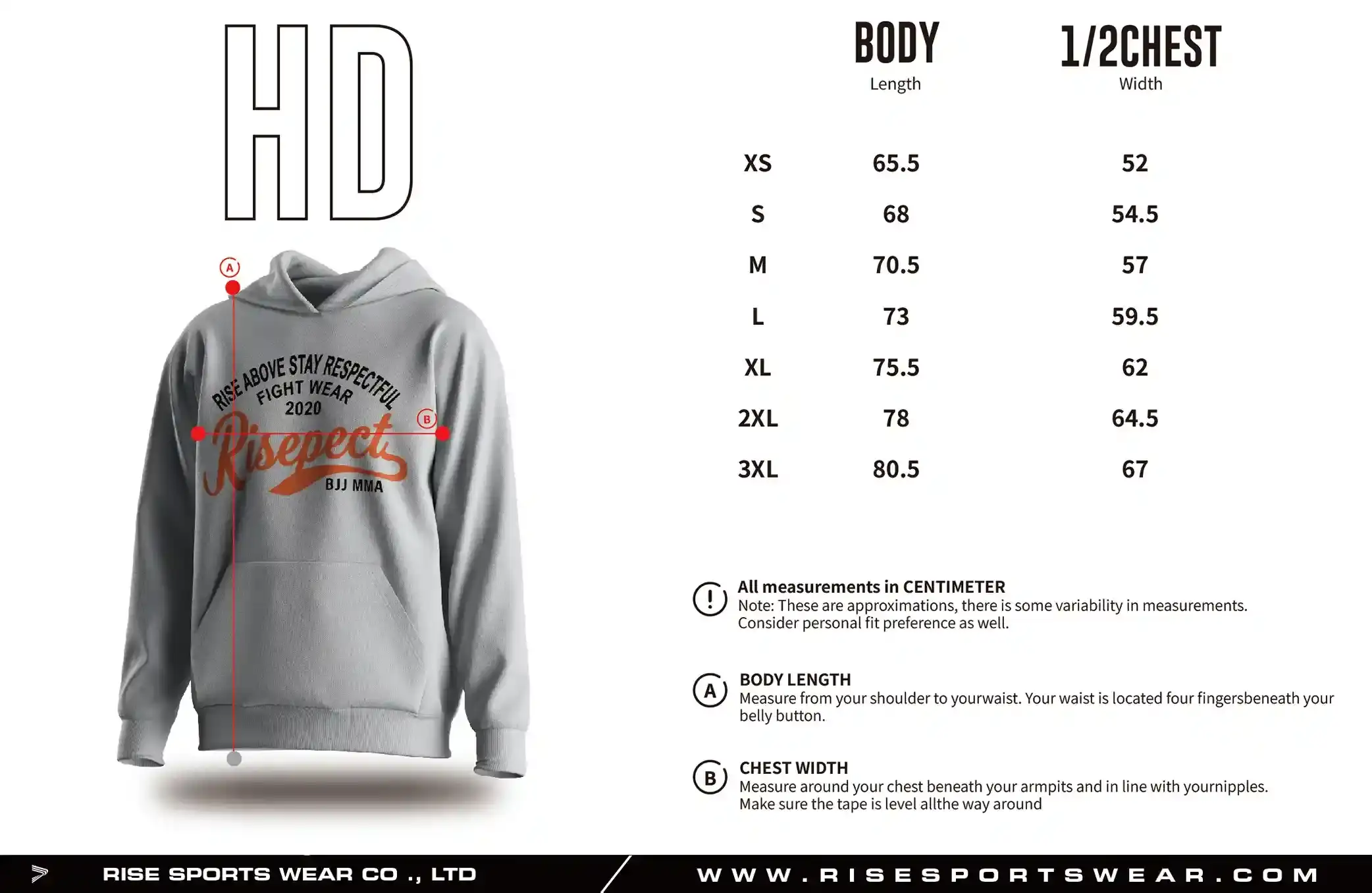 Use men's combat culture hoodie sizes chart provided by Rise Sportswear, or custom your own brand, club, or team men's sizes chart for combat culture hoodie.